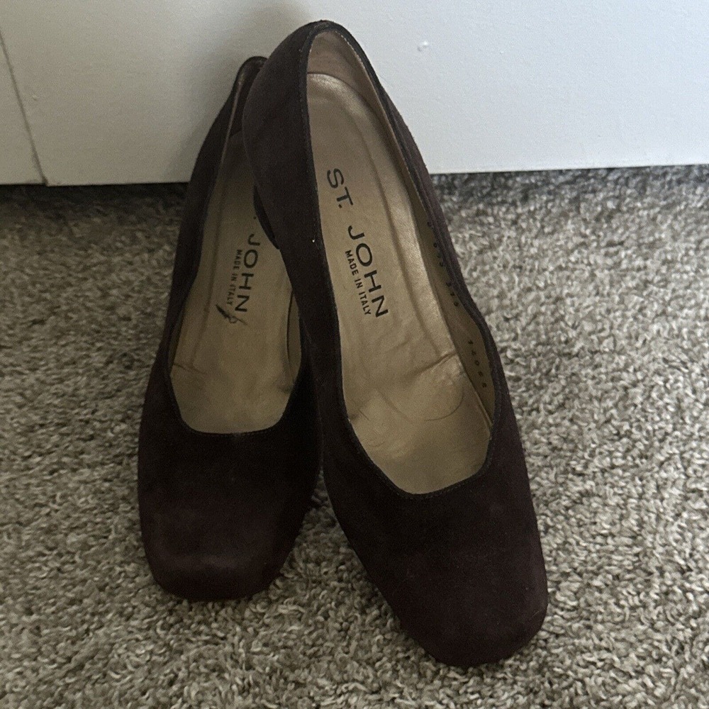St John Dark Brown W Gold Heel Pumps Shoes Size 6.5 B